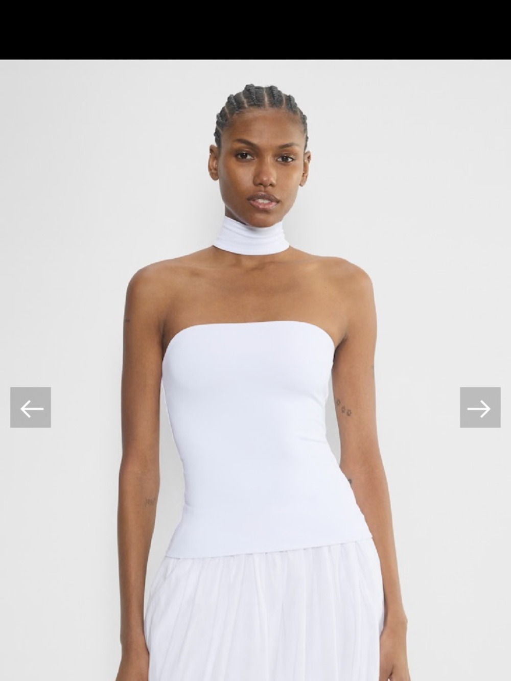 Aritzia White Strapless Tube Top with Attached Choker